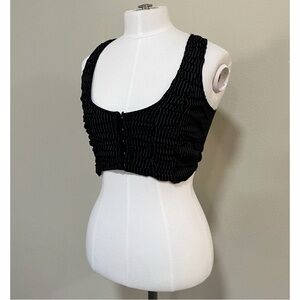 Cotton Express Black Ruched Crop Top